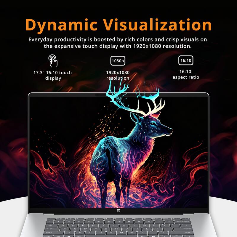 Dynamic Visualization

Everyday productivity is boosted by rich colors and crisp visuals on the expansive touch display with 1920x1080 resolution.

- 17.3" 16:10 touch display
- 1920x1080 resolution
- 16:10 aspect ratio