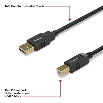 16 ft Cord for Extended Reach

Gen 2.0 supports data transfer speed of 480 Mbps