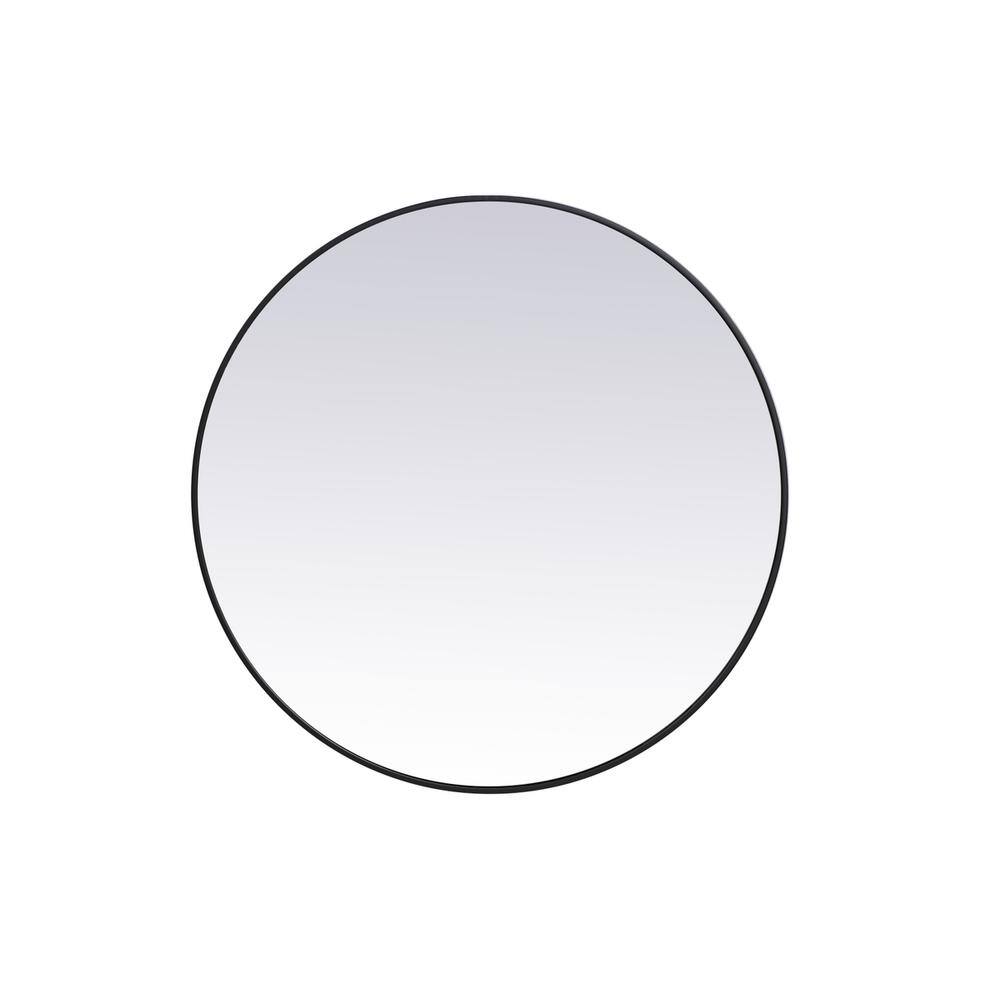Alt View 2. Elegant Decor - Metal frame round mirror 39 inch in Black - Black.