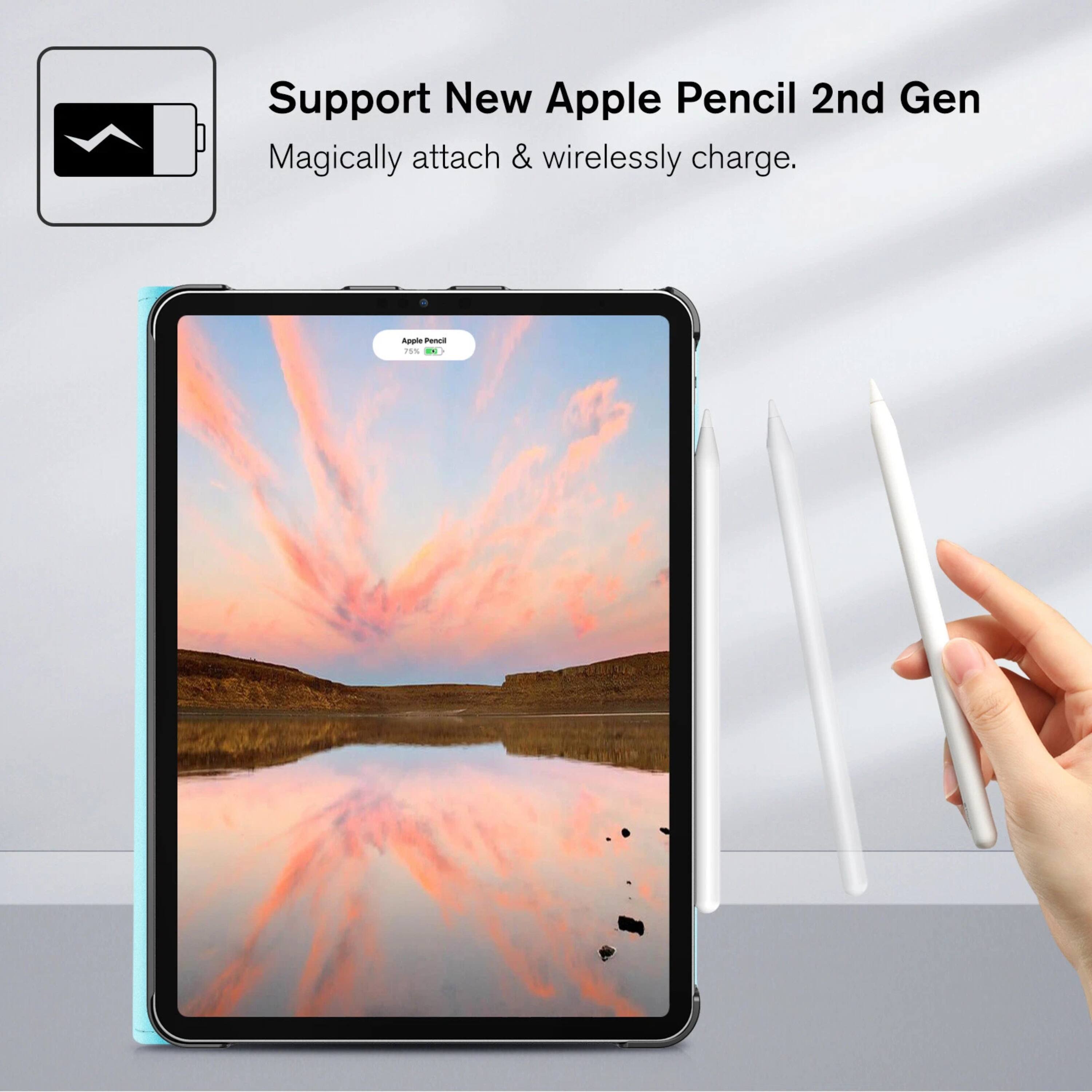 Support New Apple Pencil 2nd Gen  
Magically attach & wirelessly charge.