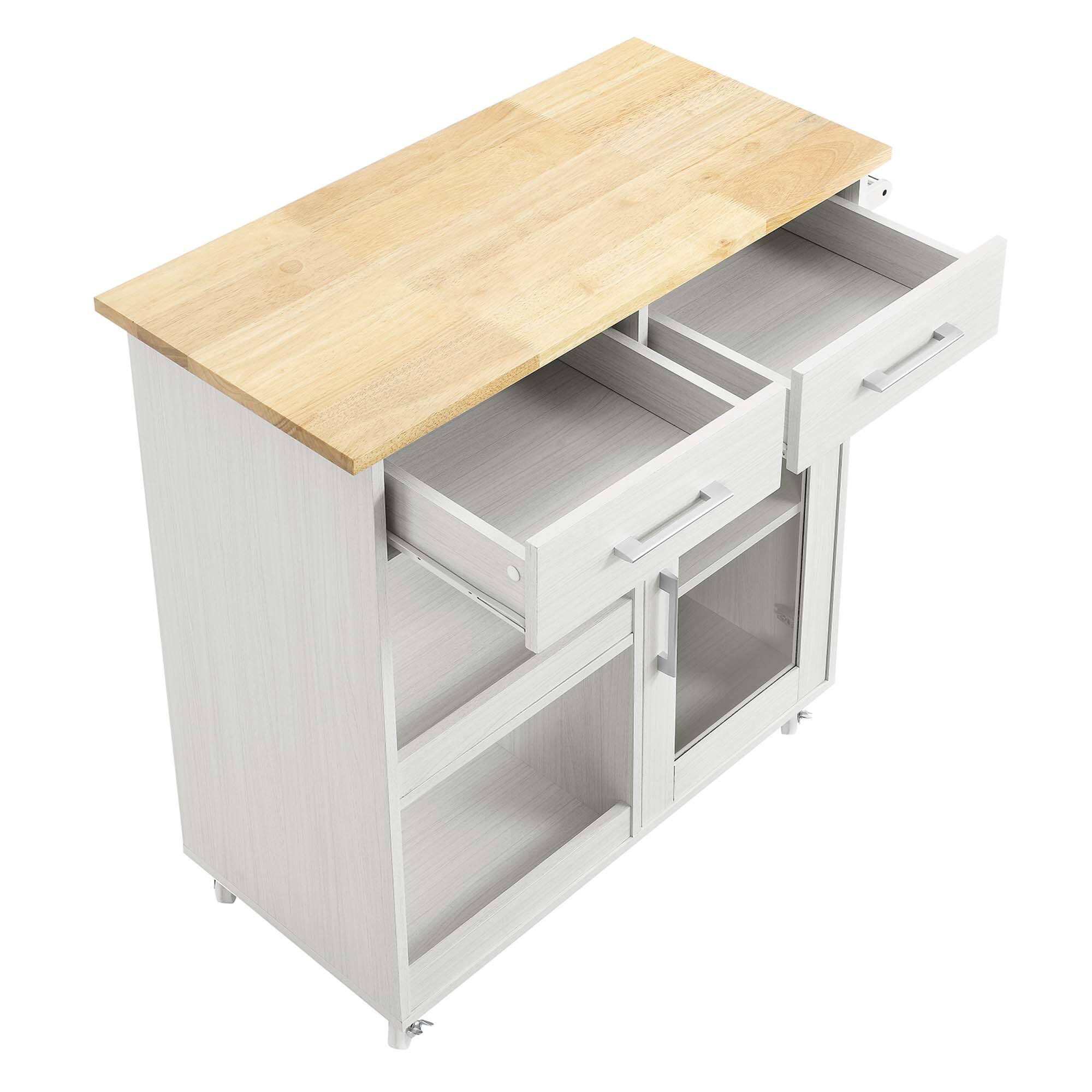 Alt View 6. Modway - Culinary Kitchen Cart With Towel Bar by Modway - White Natural.