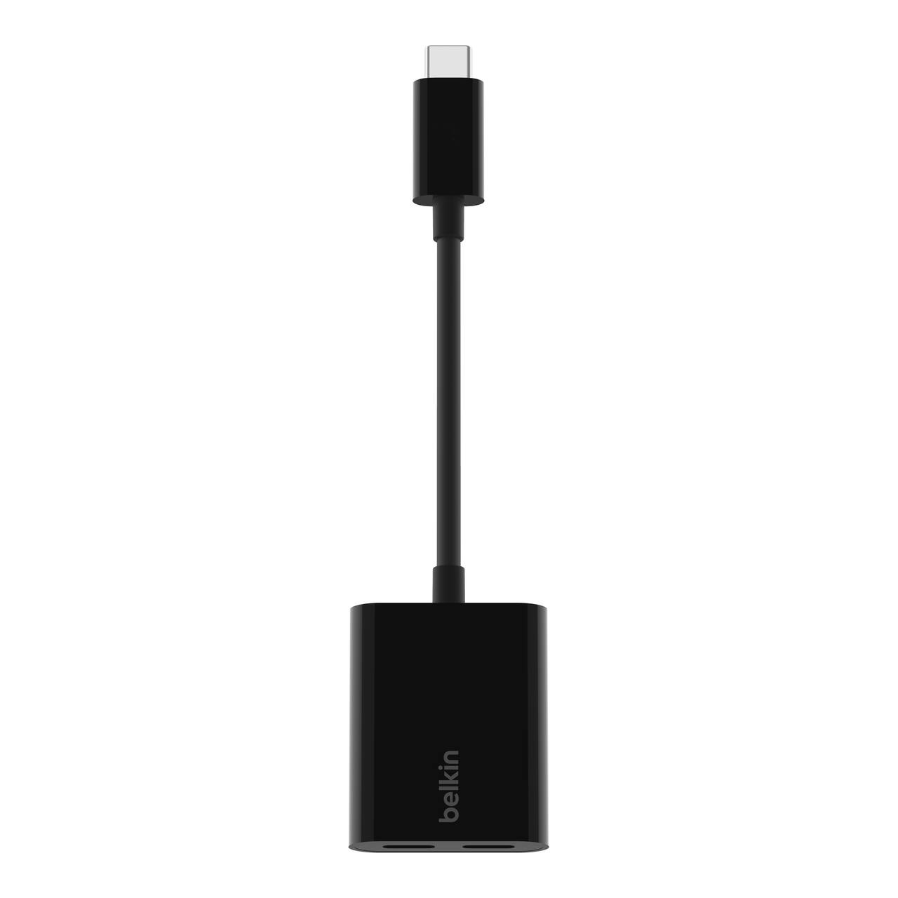 Back. Belkin - RockStar USB-C Audio + Charge Adapter, for iPad Pro, Galaxy, Note, Google Pixel, LG G6, Sony Xperia, OnePlus - Black.
