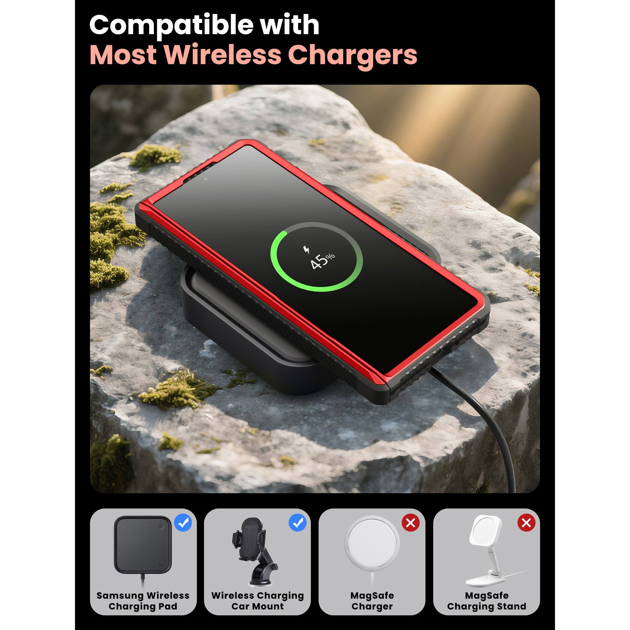 Compatible with Most Wireless Chargers

- Samsung Wireless Charging Pad
- Wireless Charging Car Mount
- MagSafe Charger
- MagSafe Charging Stand