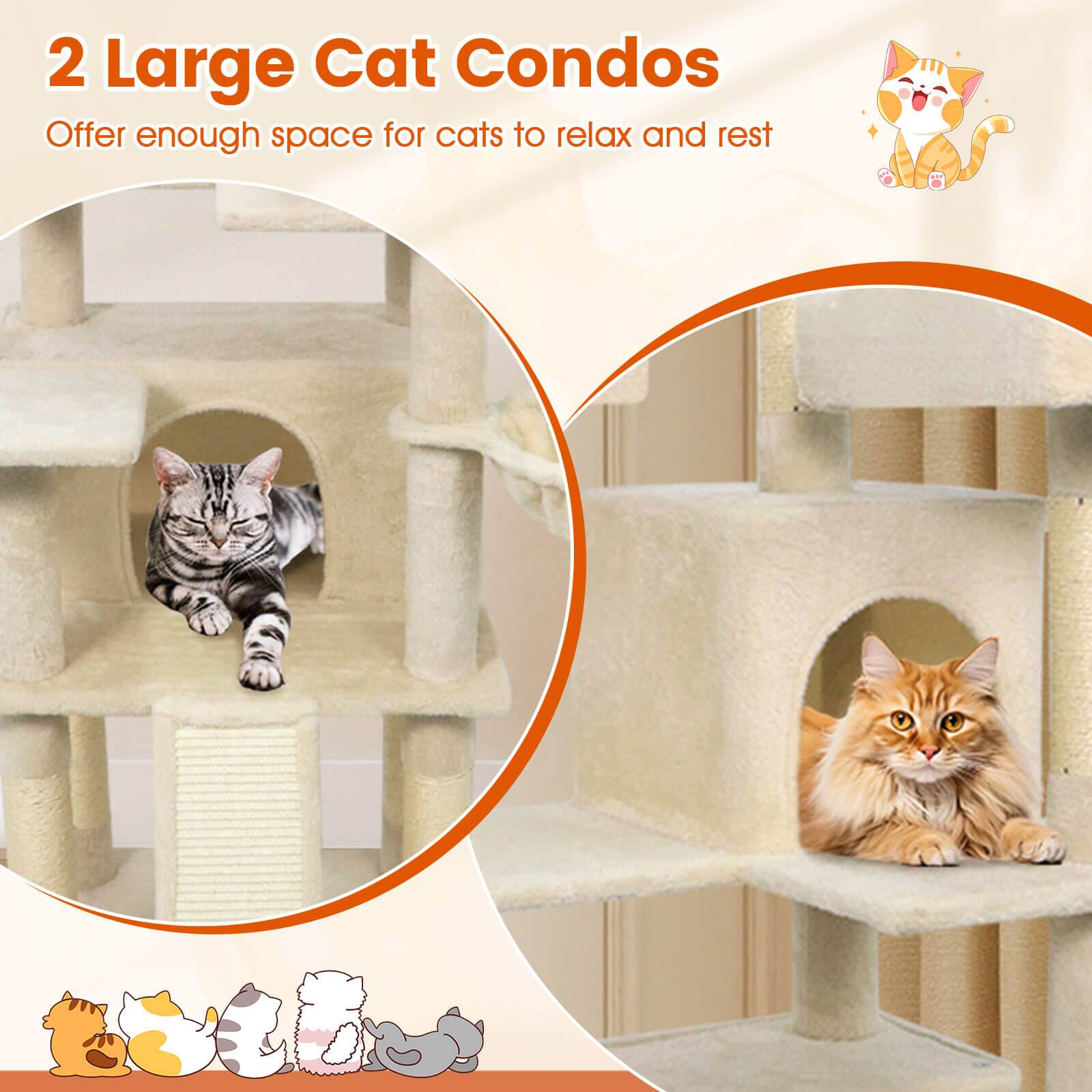 2 Large Cat Condos  
Offer enough space for cats to relax and rest
