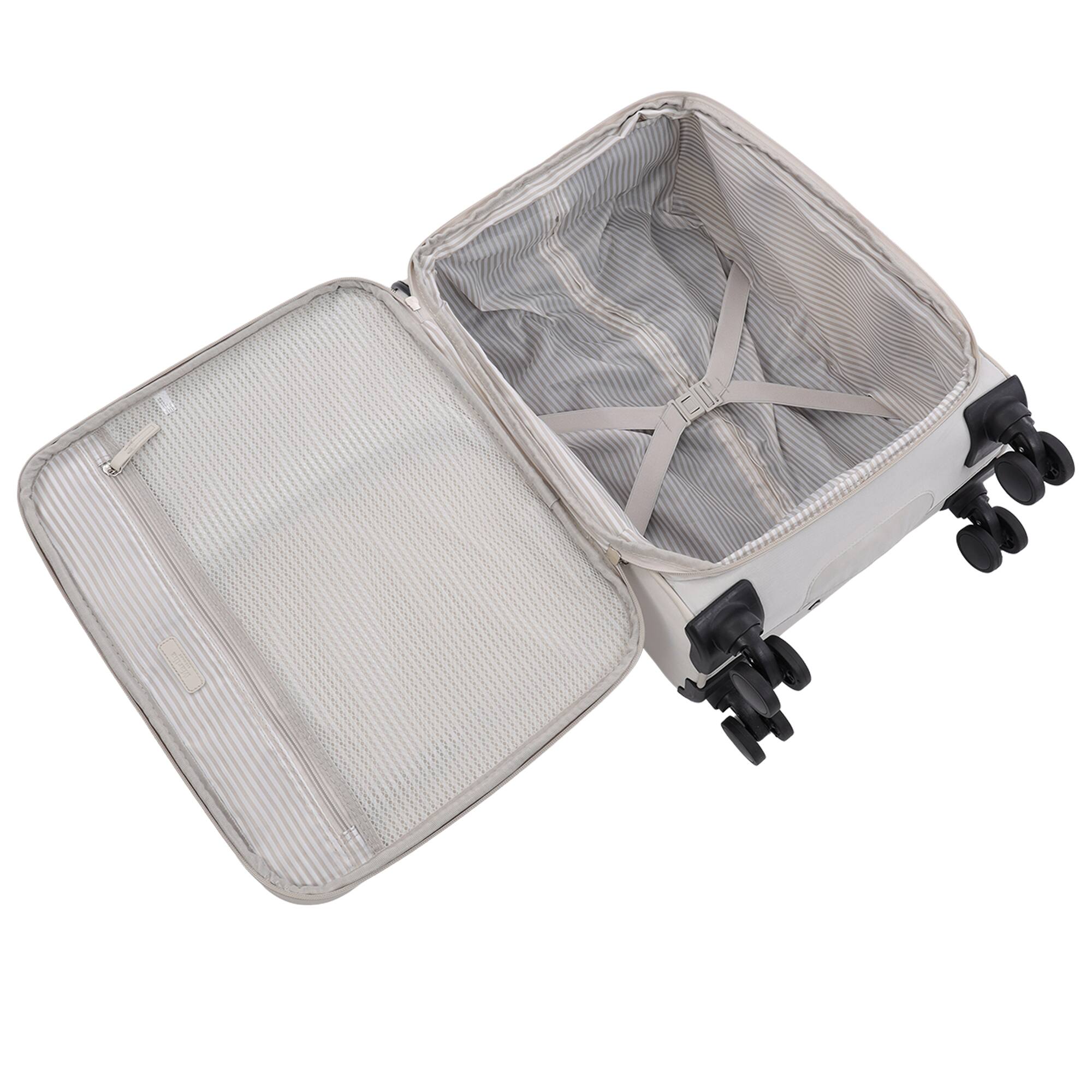 Alt View 4. Martha Stewart - 22" Softside Carry-On Luggage – Expandable Spinner with 8 Wheels & Front Zip Pockets - LIGHT GREY.