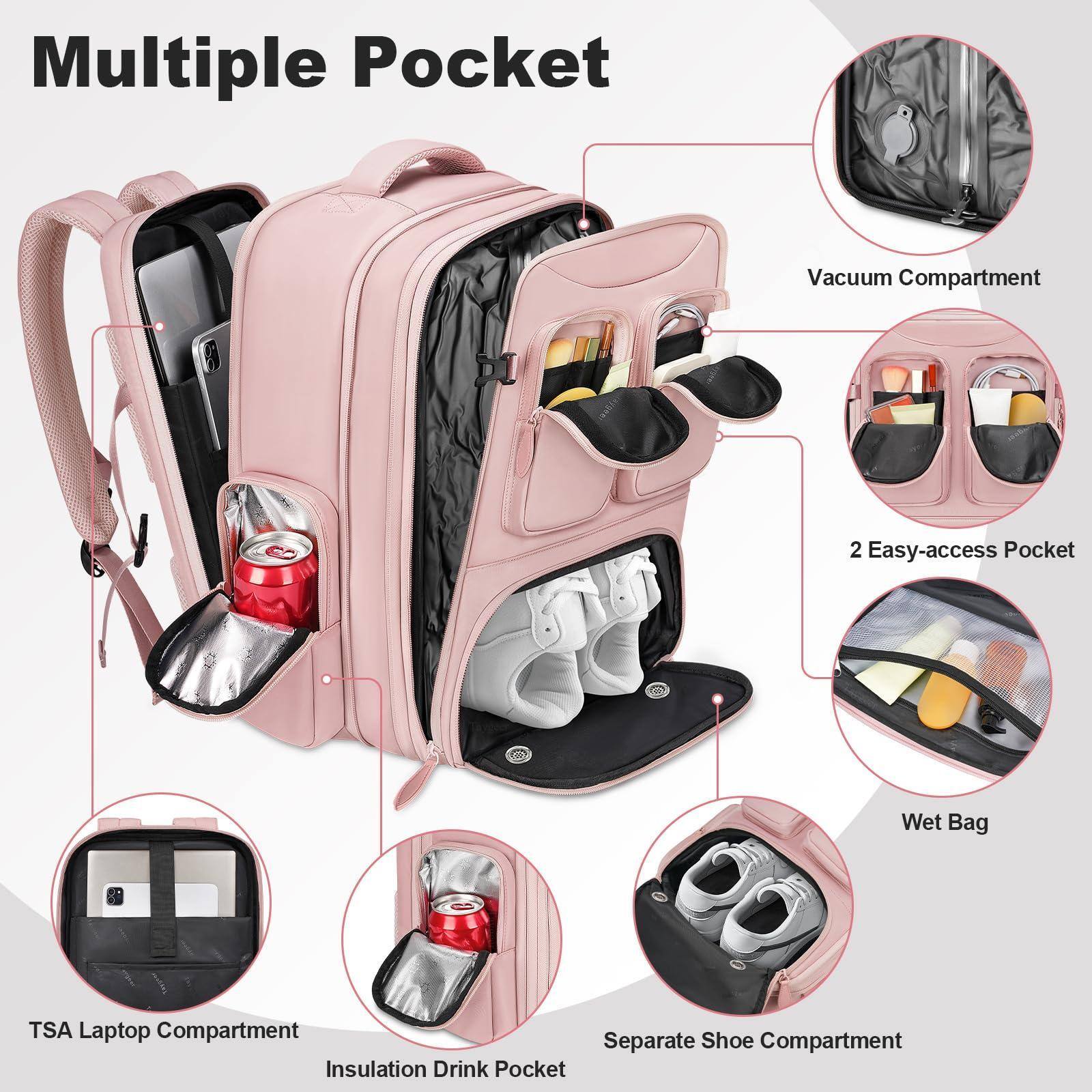 Alt View 1. Cozy Serene - Vacuum Backpack  Expandable Seal Carry On With Rain Cover 17'' Laptop Backpacks Travel Shoe Compartment Tsa Approved - Default.