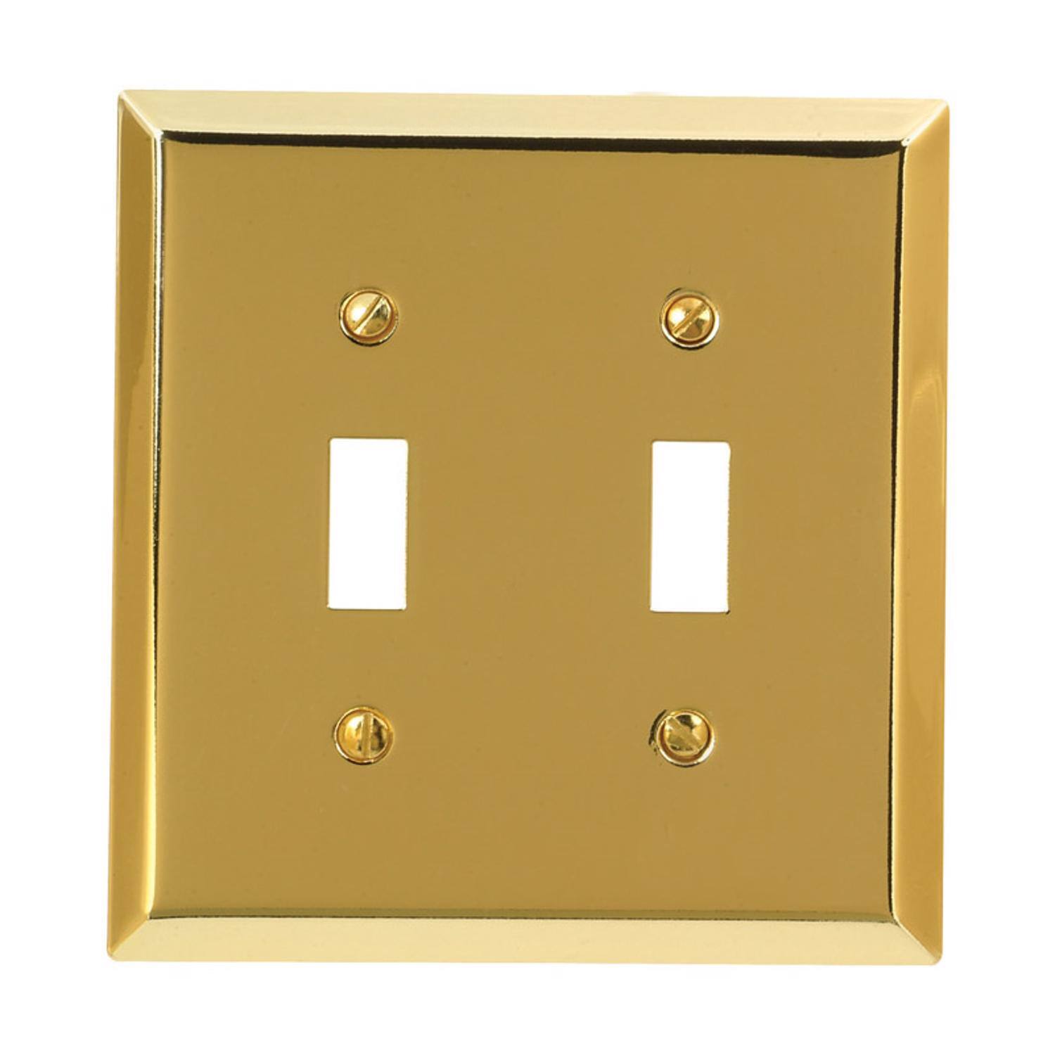 Angle. AMERELLE - Amerelle Century Polished Brass 2 gang Stamped Steel Toggle Wall Plate 1 pk - Brass.