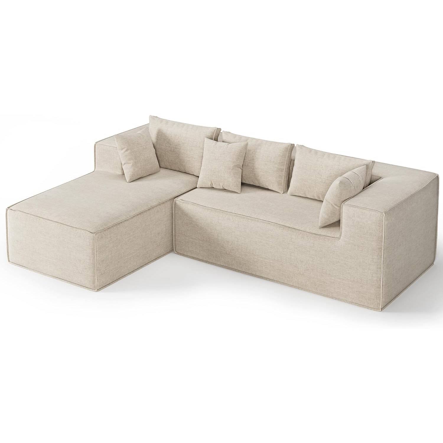 Alt View 5. Babevy - 106.7" L-Shaped Modular Sectional Sofa, 2-Piece Chenille Cloud Couch with Chaise & Deep Seat for Living Room - Light Grey.