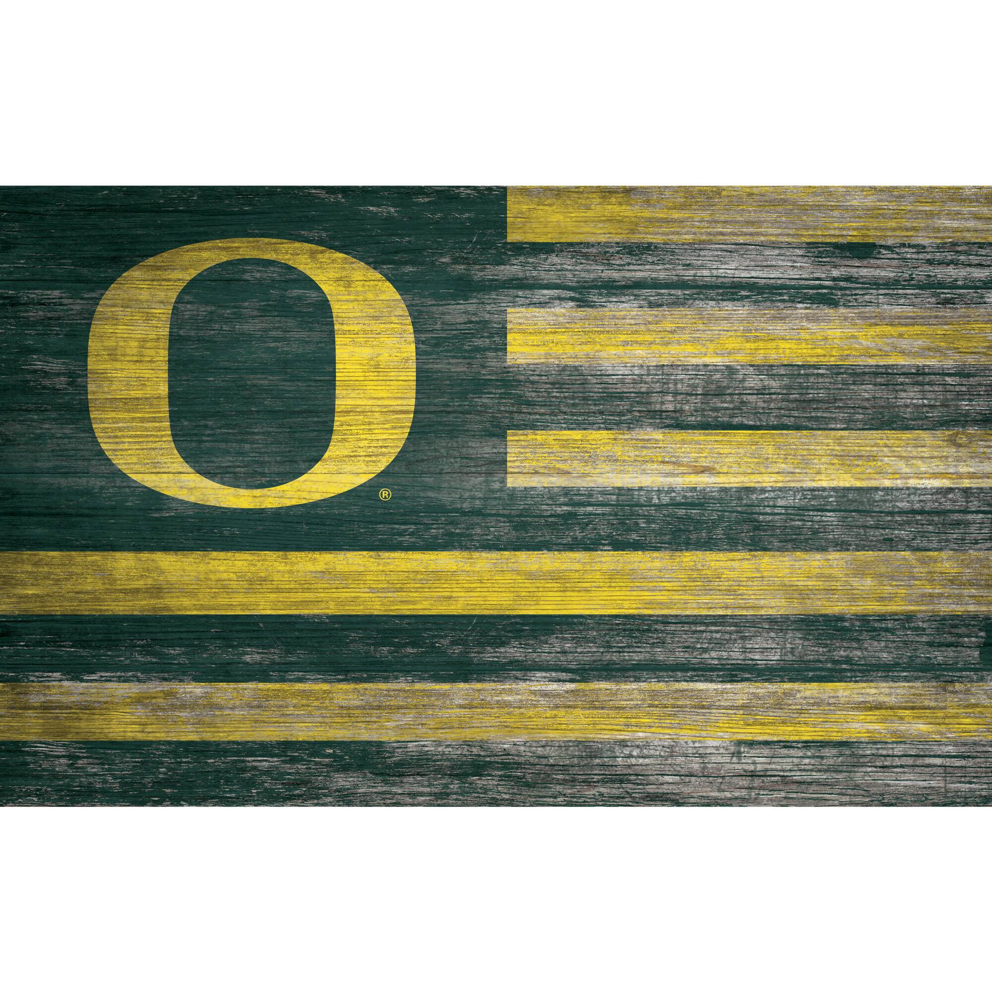 Oregon Ducks 11'' x 19'' Distressed Flag Sign