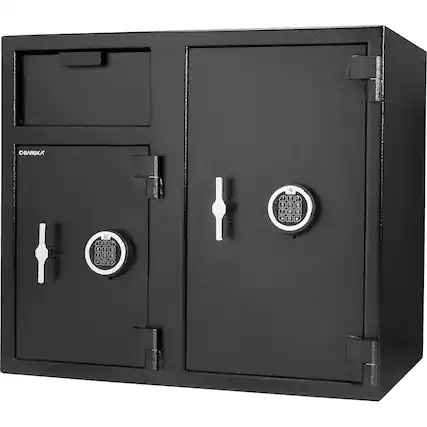Front. Barska - Large Double Digital Depository Safe-Dual Keypad Lock with Rotary Drop Slot, 2 Secure Compartments, 5 Steel Deadbolts - Black.