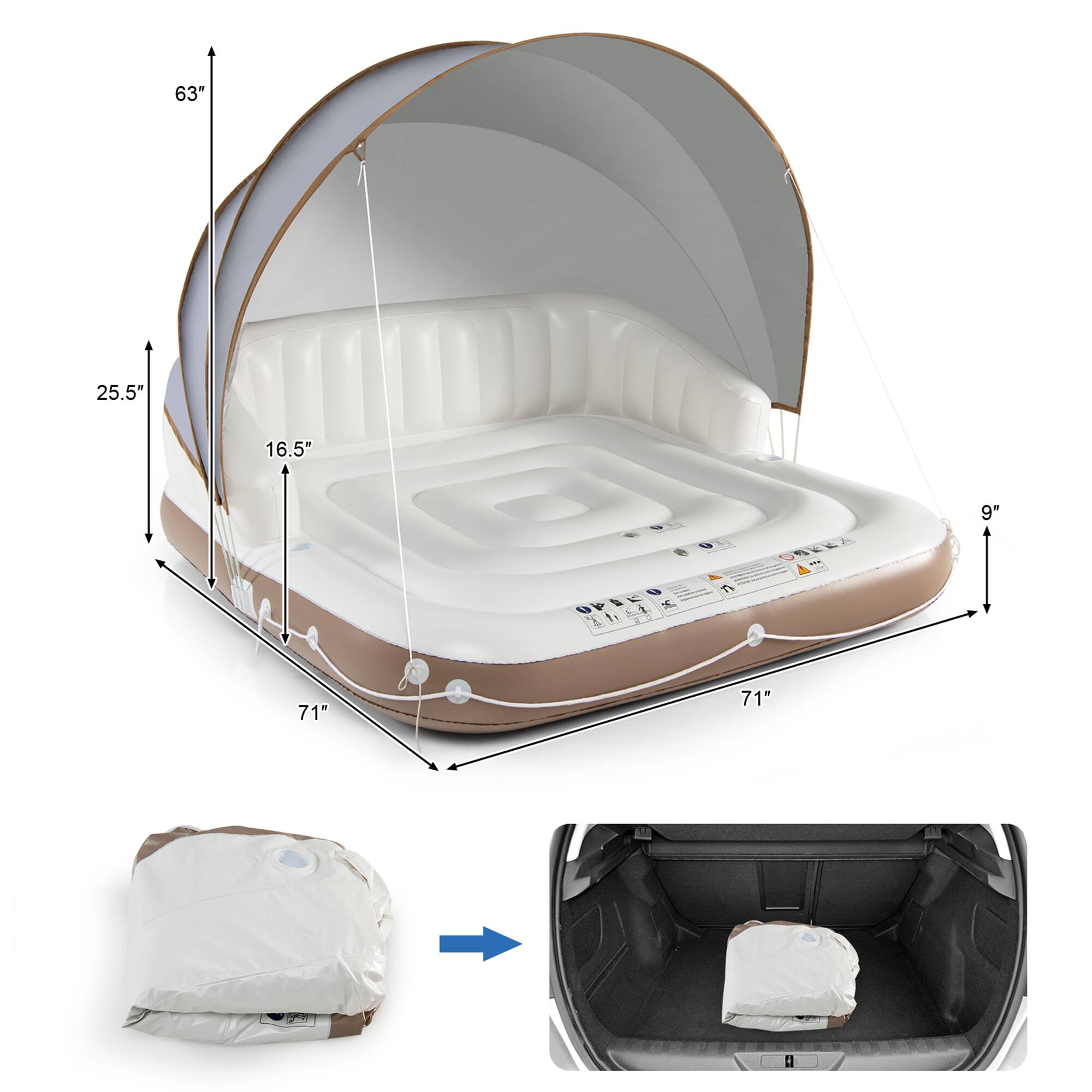 63"  
25.5"  
16.5"  
9"  
71"  
71"