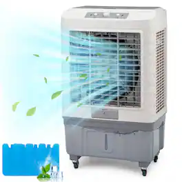 Winado - 13.2Gal Evaporative Air Cooler, 4118CFM Portable Fan Swamp Cooler w/Knob Control, Oscillation, 3 Speeds & 50L Water Tank - Gray and White