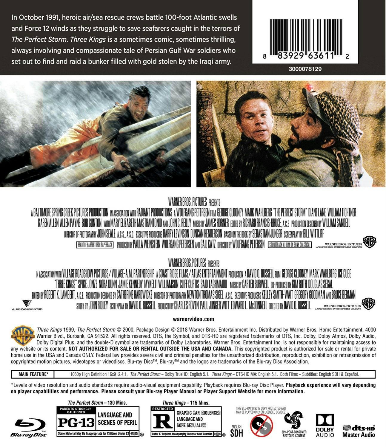 Back. Perfect Storm/Three Kings (Blu-ray Double Feature) [Blu-ray].