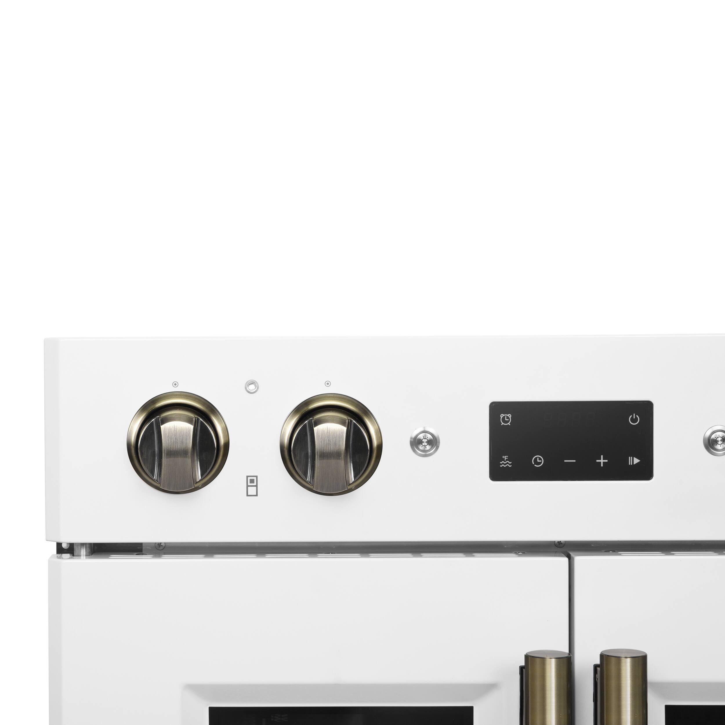 Alt View 1. Forno Appliances - Asti 7.36 Cu. Ft. Electric Double Wall Oven with Upper French Doors and Antique Brass Accents - White.