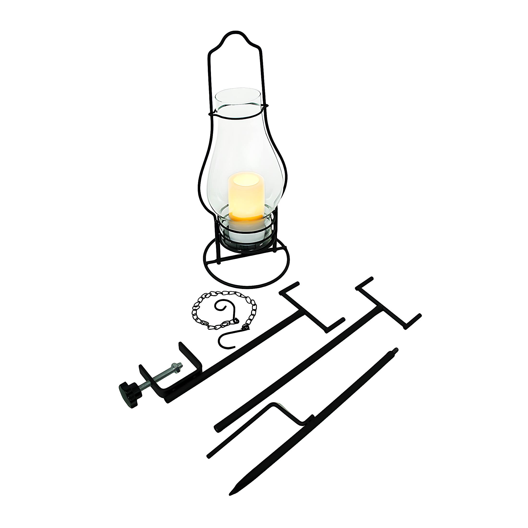 Front. Zeckos - 4 in 1 Glass Candle Lantern w/LED Flameless Candle - Clear.