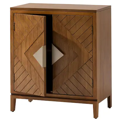 Front. COZAYH - COZAYH Storage Cabinet Modern Wood Accent Sideboard Buffet Geometric Doors, Wood - Wood.