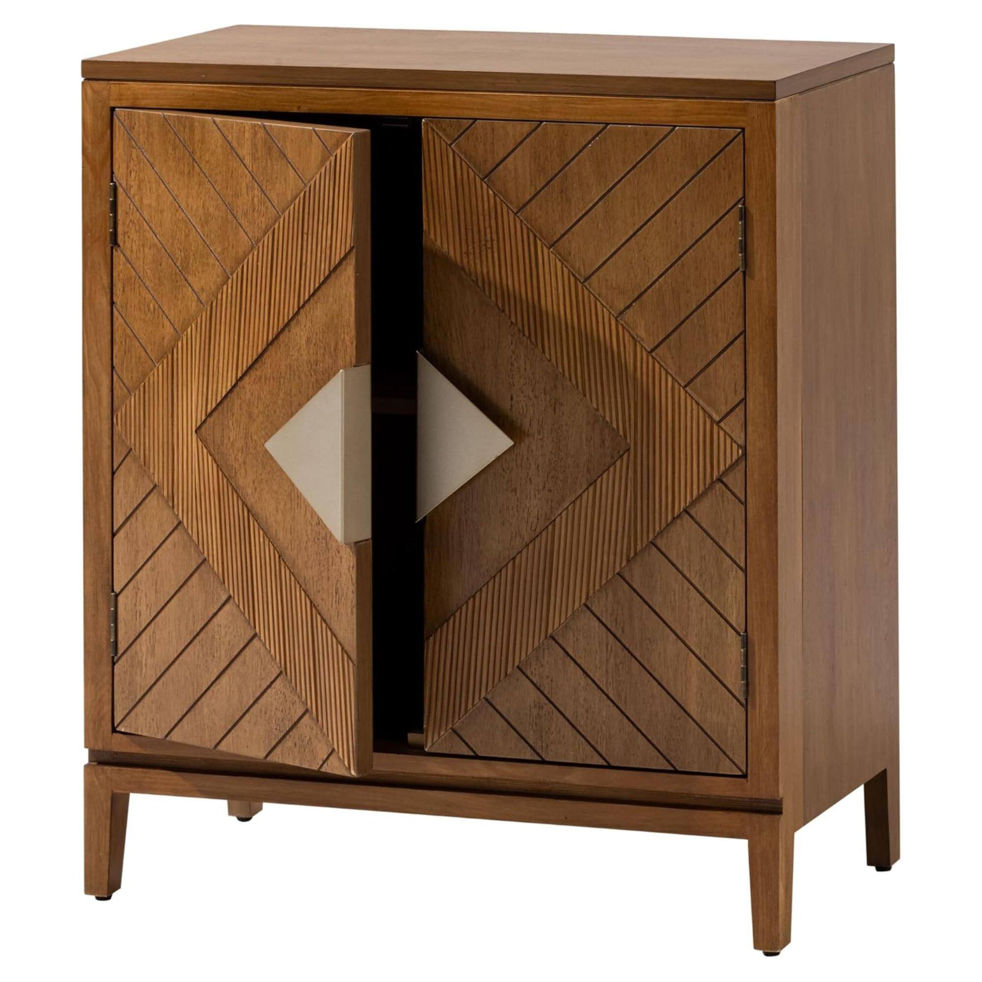 Front. COZAYH - COZAYH Storage Cabinet Modern Wood Accent Sideboard Buffet Geometric Doors, Wood - Wood.