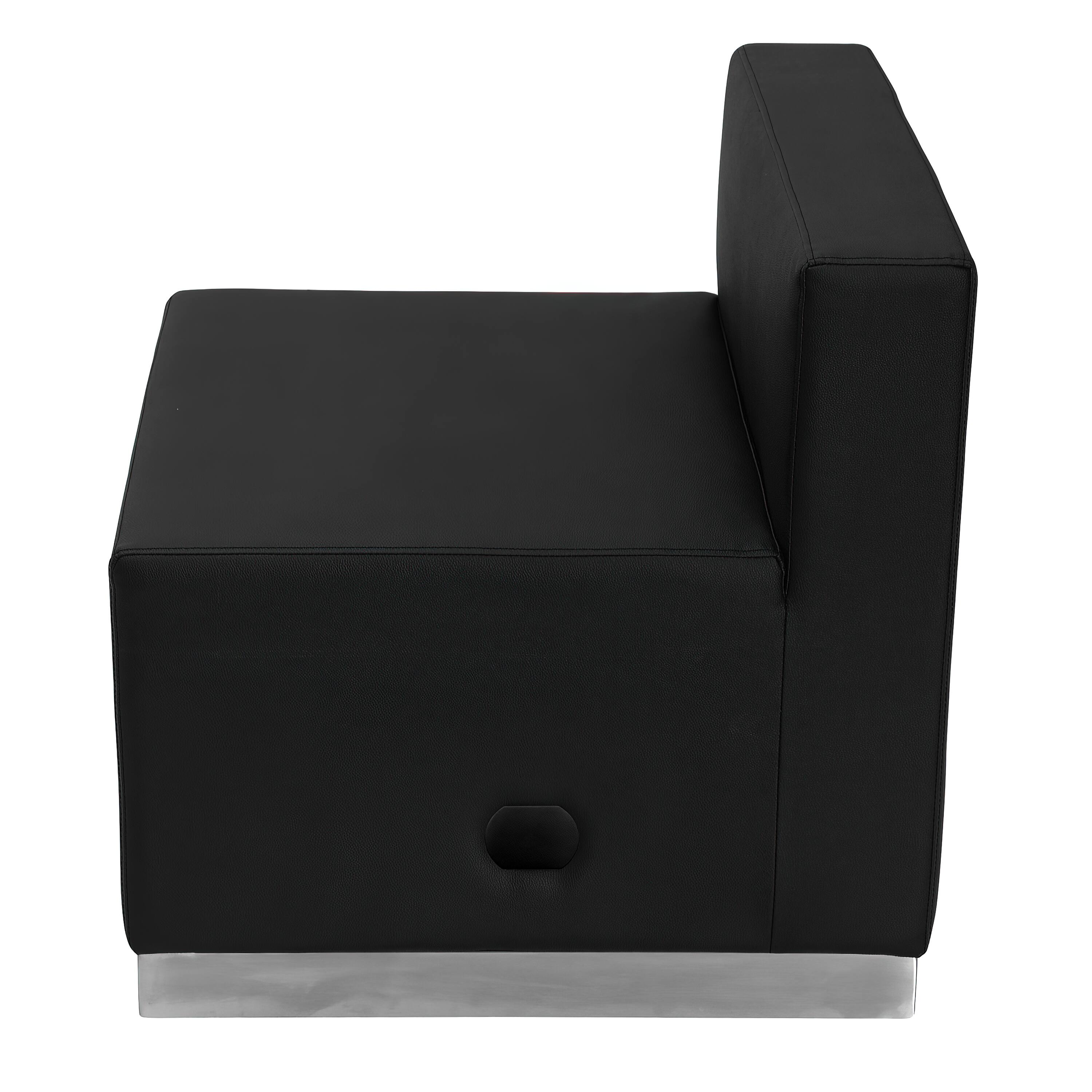 Alt View 3. Emma + Oliver - Modular Reception Chair with Brushed Stainless Steel Base - Black.
