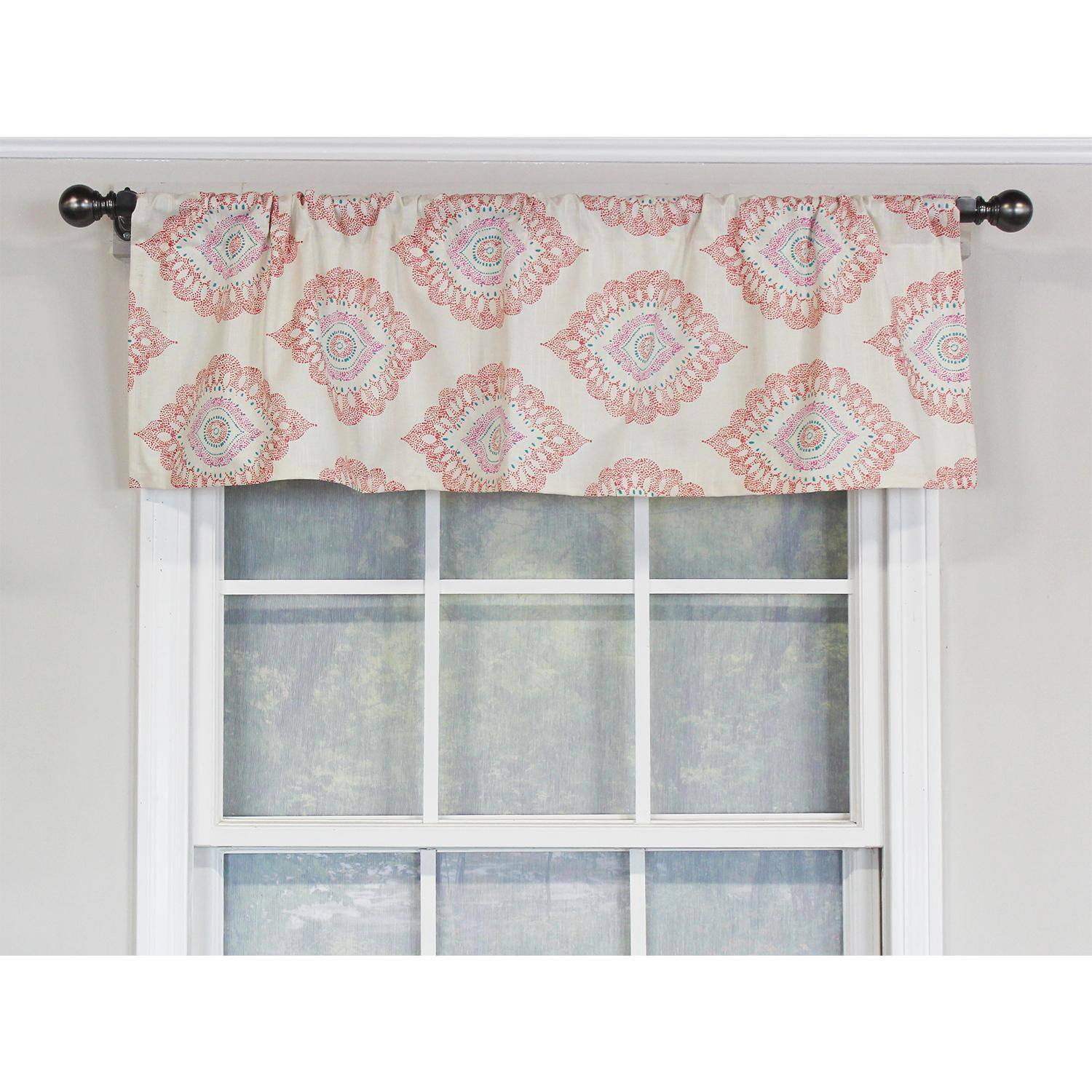 Angle. RLF Home - RLF Home Exquisite Tailored 100% Cotton with Fully Lined 3" Rod Pocket Valnance for Windows 50" x 14" Scarlet - Scarlet.