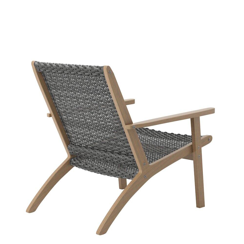 Alt View 4. New Classic Furniture - Radius 3-Piece Wood and Wicker Patio Set in Gray - Grey.