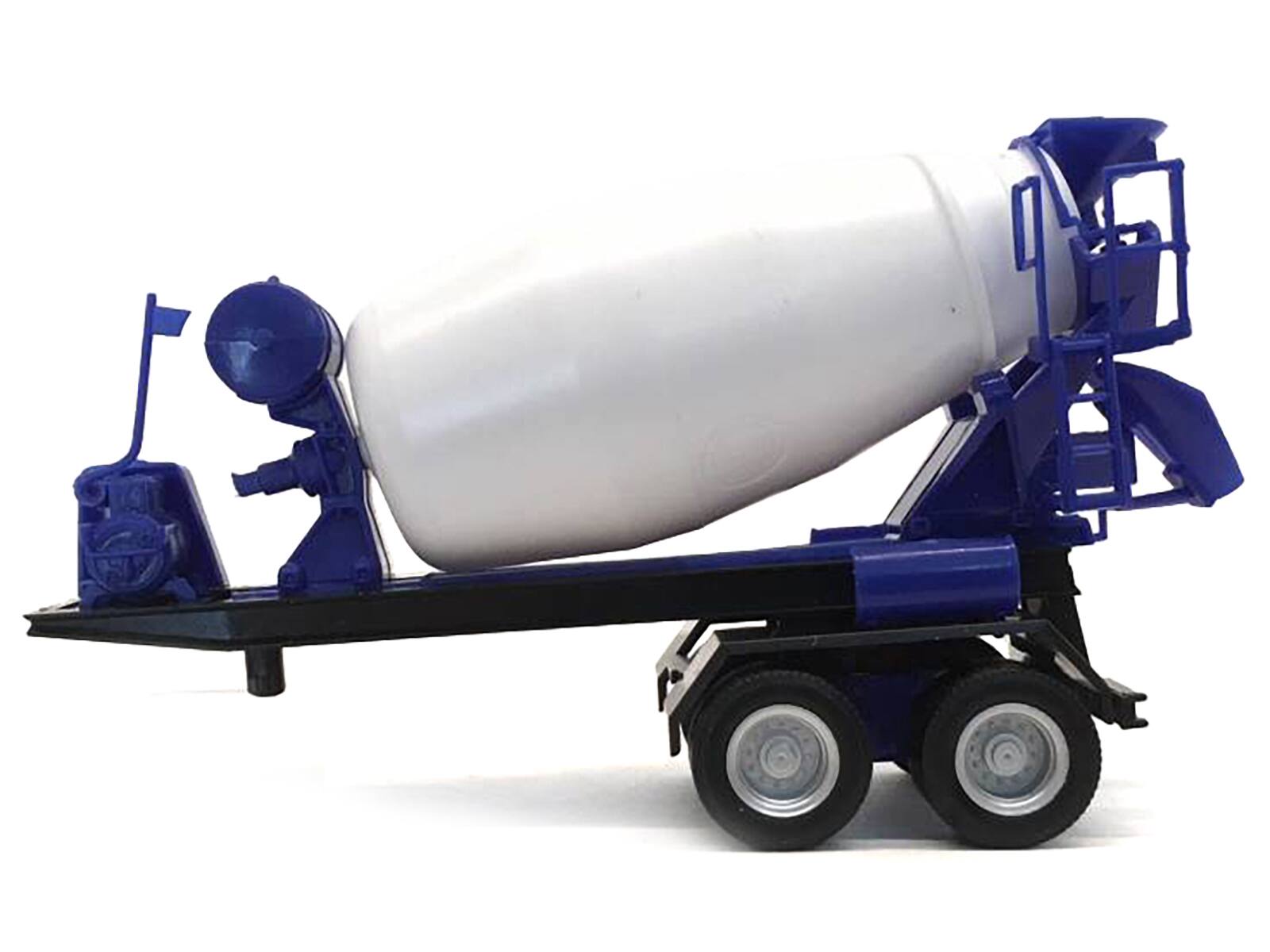 Angle. Promotex - 2-Axle Cement Mixer Trailer White and Blue 1/87 (HO) Plastic Model by Promotex - White and Blue.