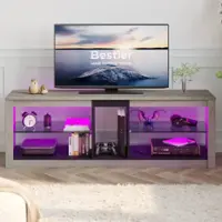 Bestier LED Gaming Entertainment Center for TVs up to 60inch with RGB Lighting - Gray - Front_Zoom