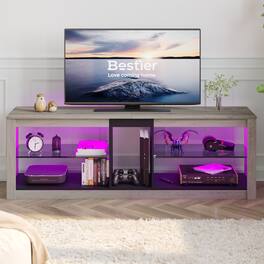 Bestier - LED Gaming Entertainment Center for TVs up to 60inch with RGB Lighting - Gray