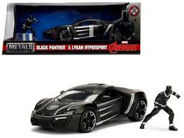 Lykan Hypersport with Panther Diecast Figurine "Avengers" "Marvel" Series 1/24 Diecast Model Car by Jada - Black