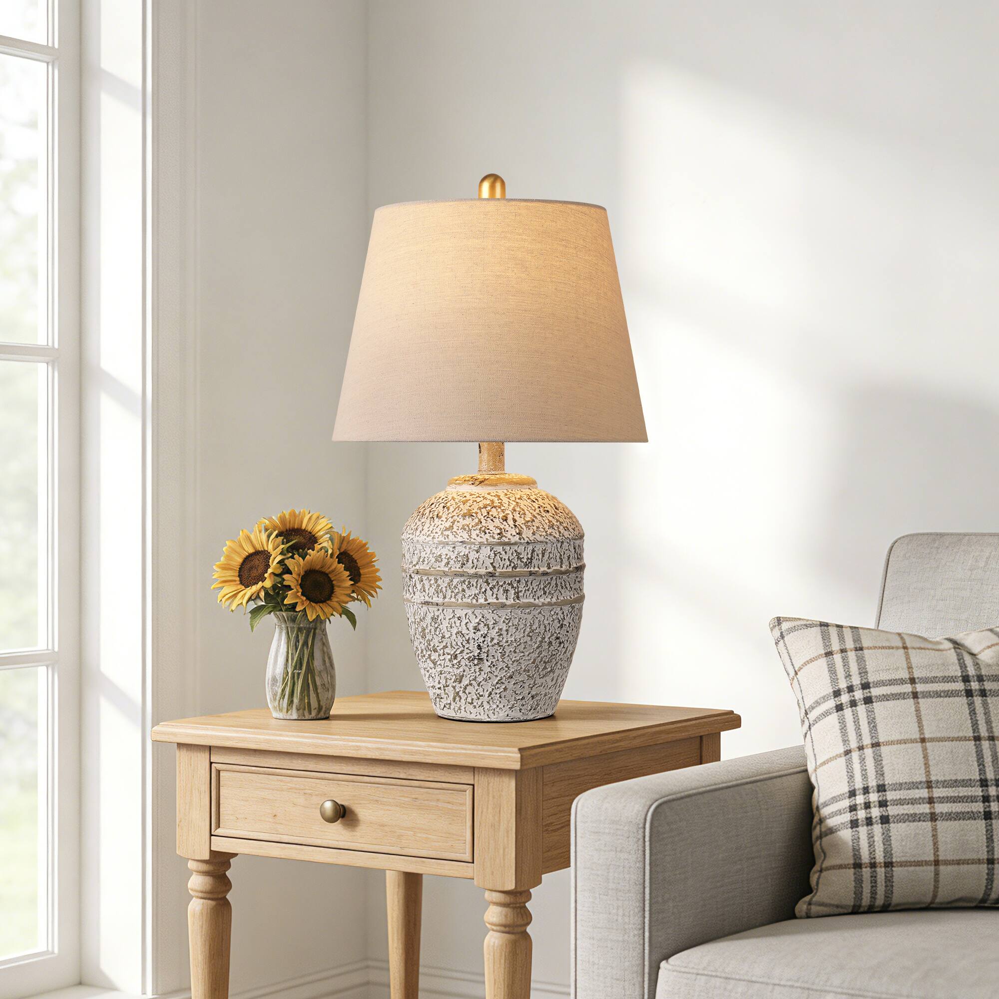 Left. partphoner - Rustic Gray Farmhouse Table Lamp - Grey.