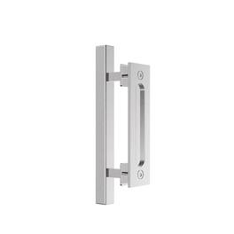 Boyel Living - 12 in. Square Pull and Flush Sliding Barn Door Handle Set - Stainless Steel