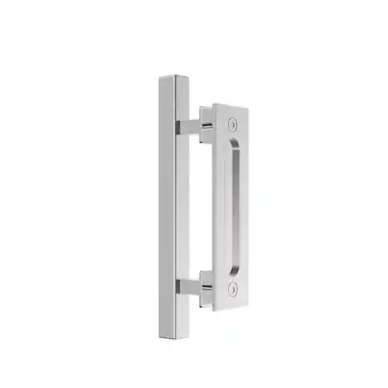 Front. Boyel Living - 10 in. Stainless Steel Square Pull and Flush Sliding Barn Door Handle Set - Stainless Steel.