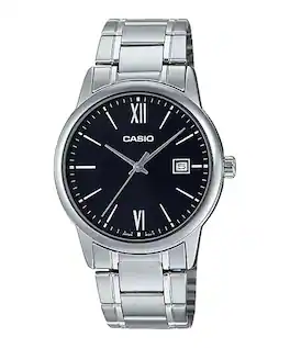Casio - Men’s Black Dial Stainless Steel Dress Watch - MTP-V002D-1B3 - Silver
