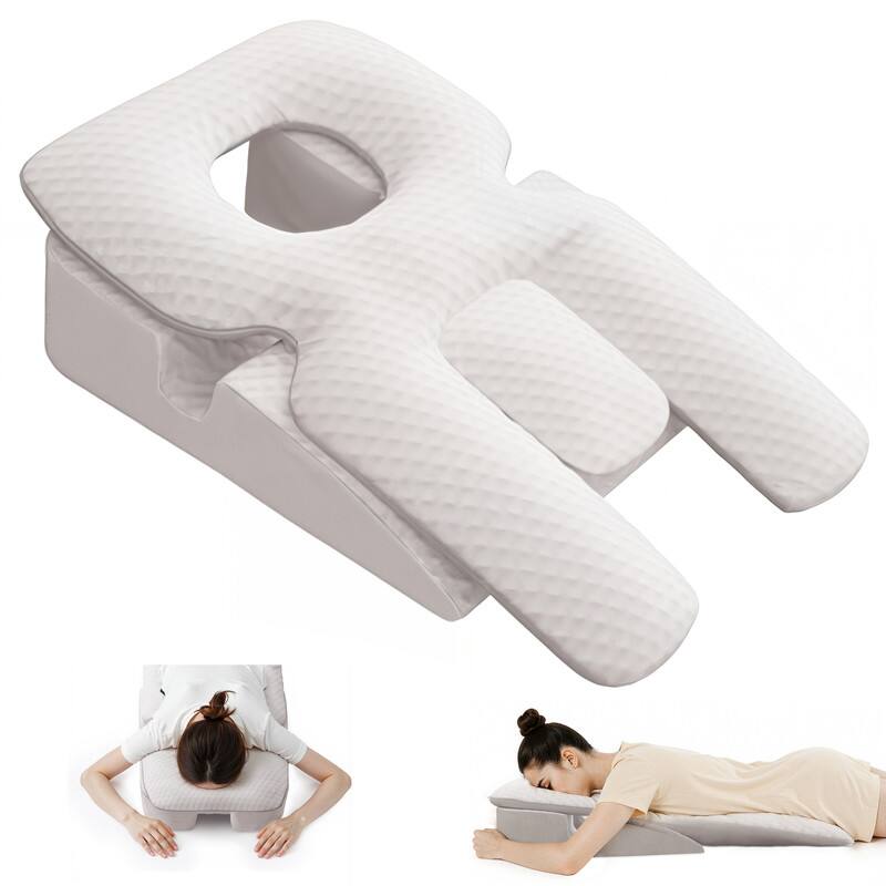Alt View 5. wowmax - Post-Op Recovery Pillow - Memory Foam Face Down Support for BBL, Eye Surgery & Stomach Sleepers - White.