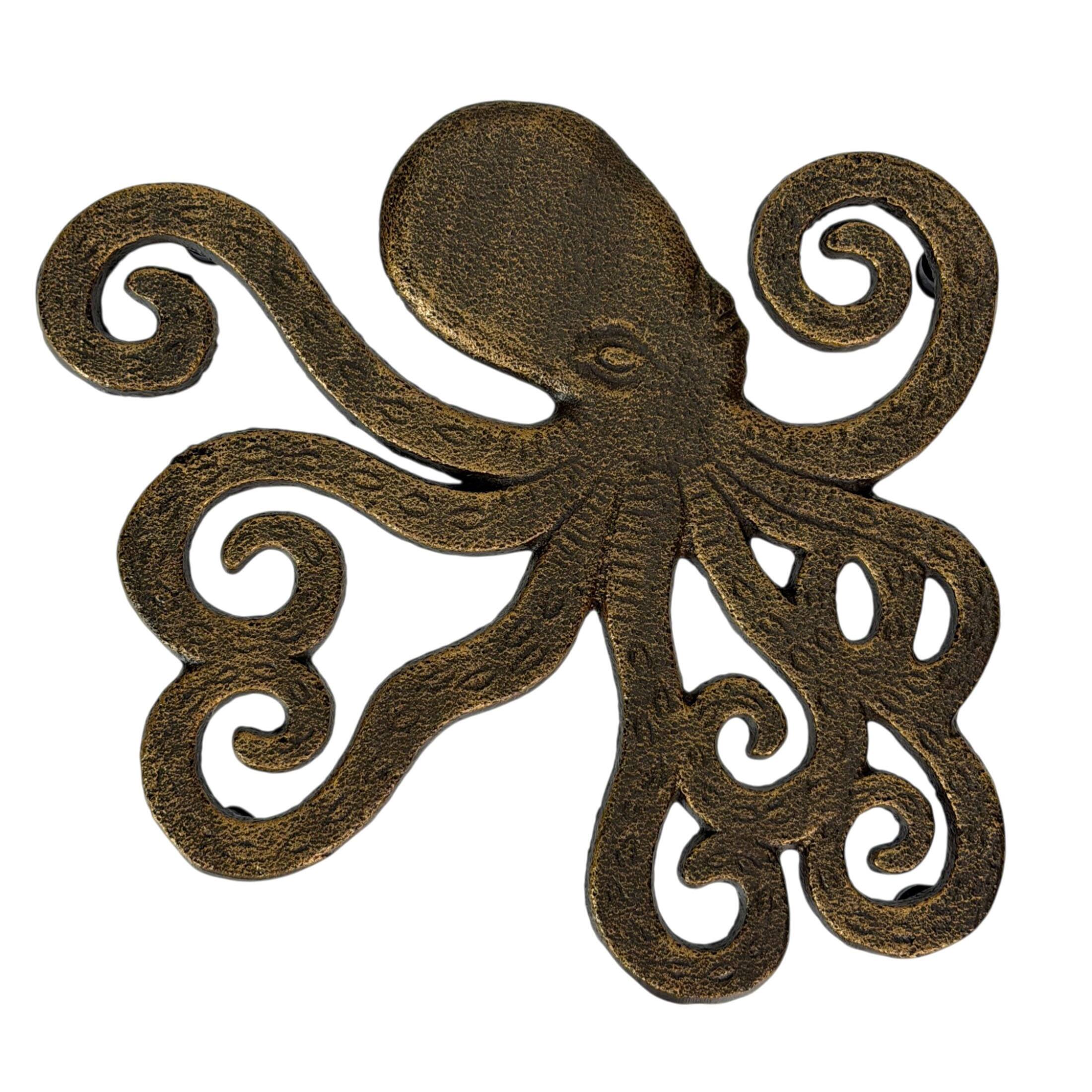 Alt View 1. Things2Die4 - Octopus Trivet Set of 2 Bronze Cast Iron Coastal Kitchen Decor 6.5 In - Bronze.