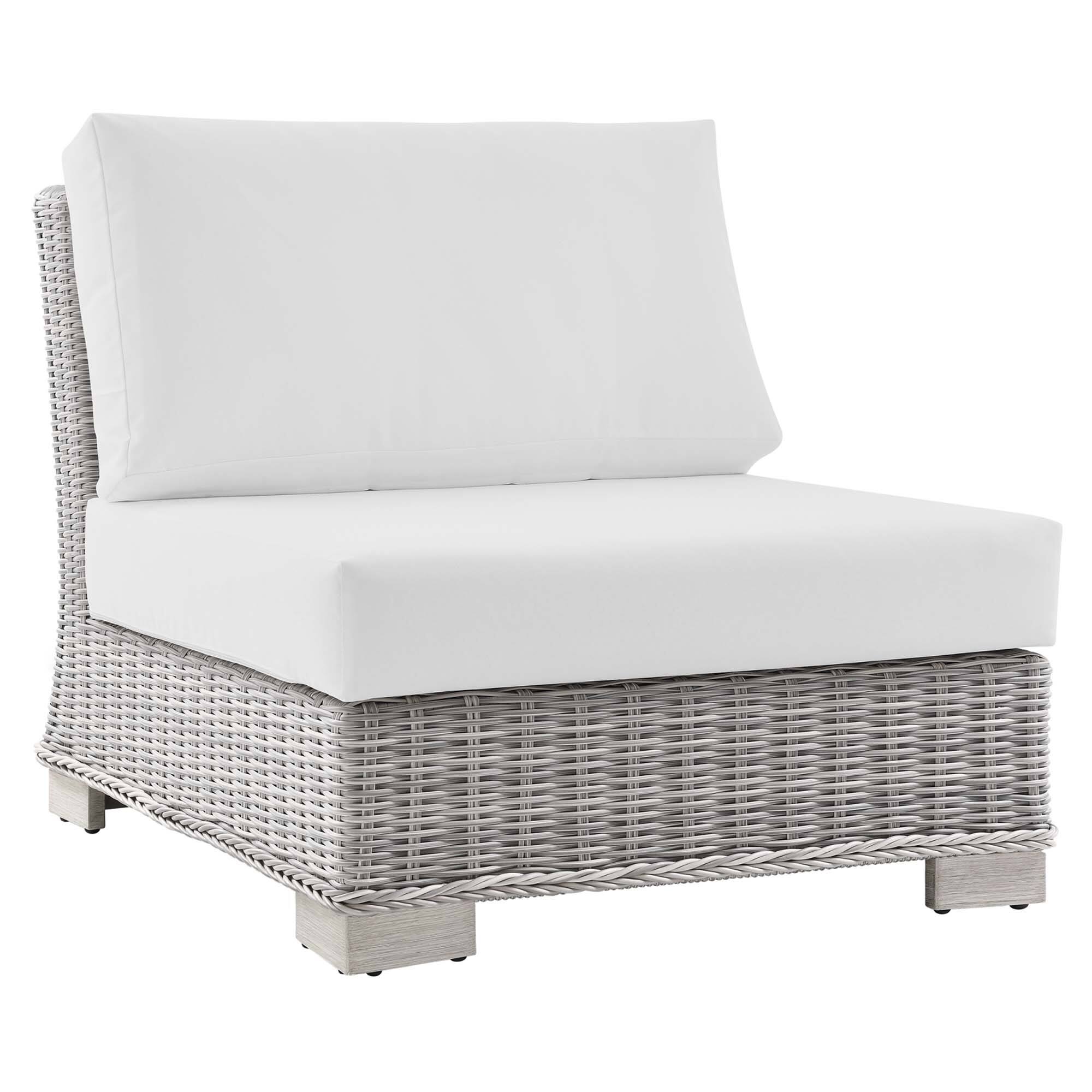 Angle. Modway - Conway Outdoor Patio Wicker Rattan Armless Chair by Modway - Light Gray White.