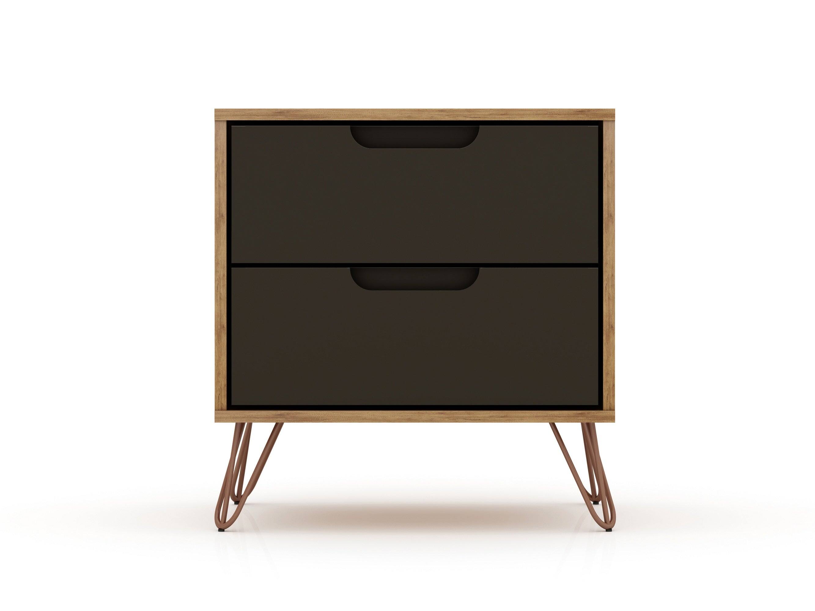 Back. Manhattan Comfort - Rockefeller Mid-Century Modern 20" Nightstand - Set of 2 - Gray.