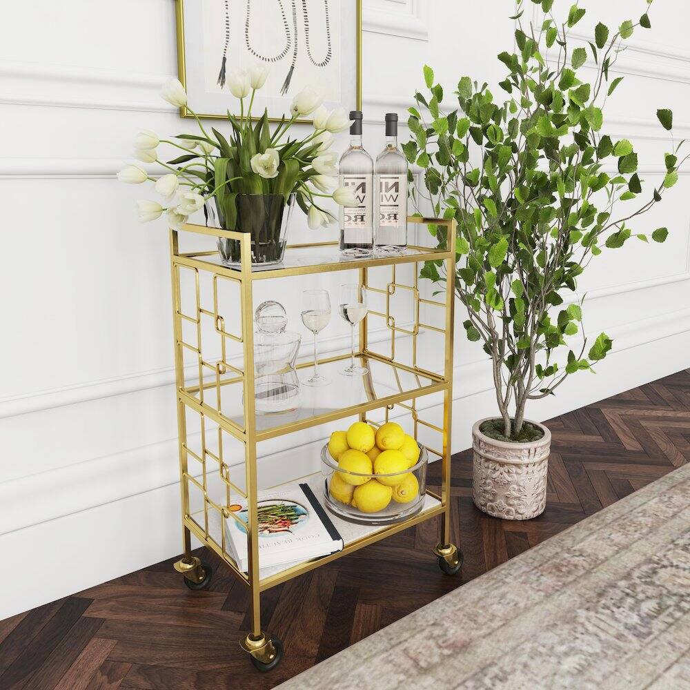 Alt View 2. Butler Specialty - Arcadia Polished Bar Cart - Gold.