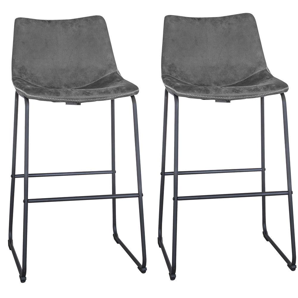 AmeriHome - Classic Faux Leather 30 Inch Pub Height Chair Set - 2 Piece - Gray