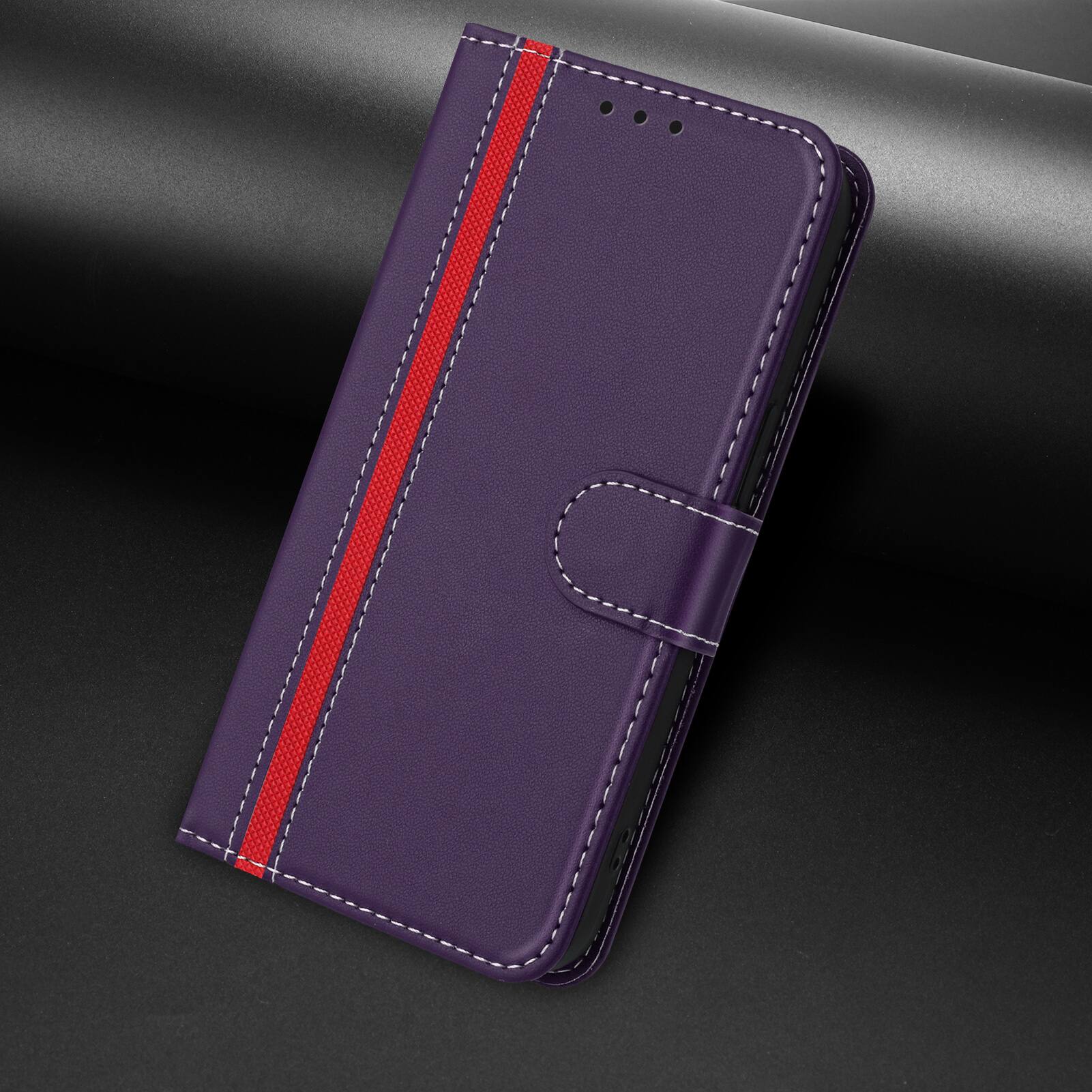 Alt View 3. Dteck - Slim Card Holder Case for Samsung Galaxy A17 5G,PU Leather Magnetic Closure Shockproof TPU Inner Flip Wallet Cover - Purple.