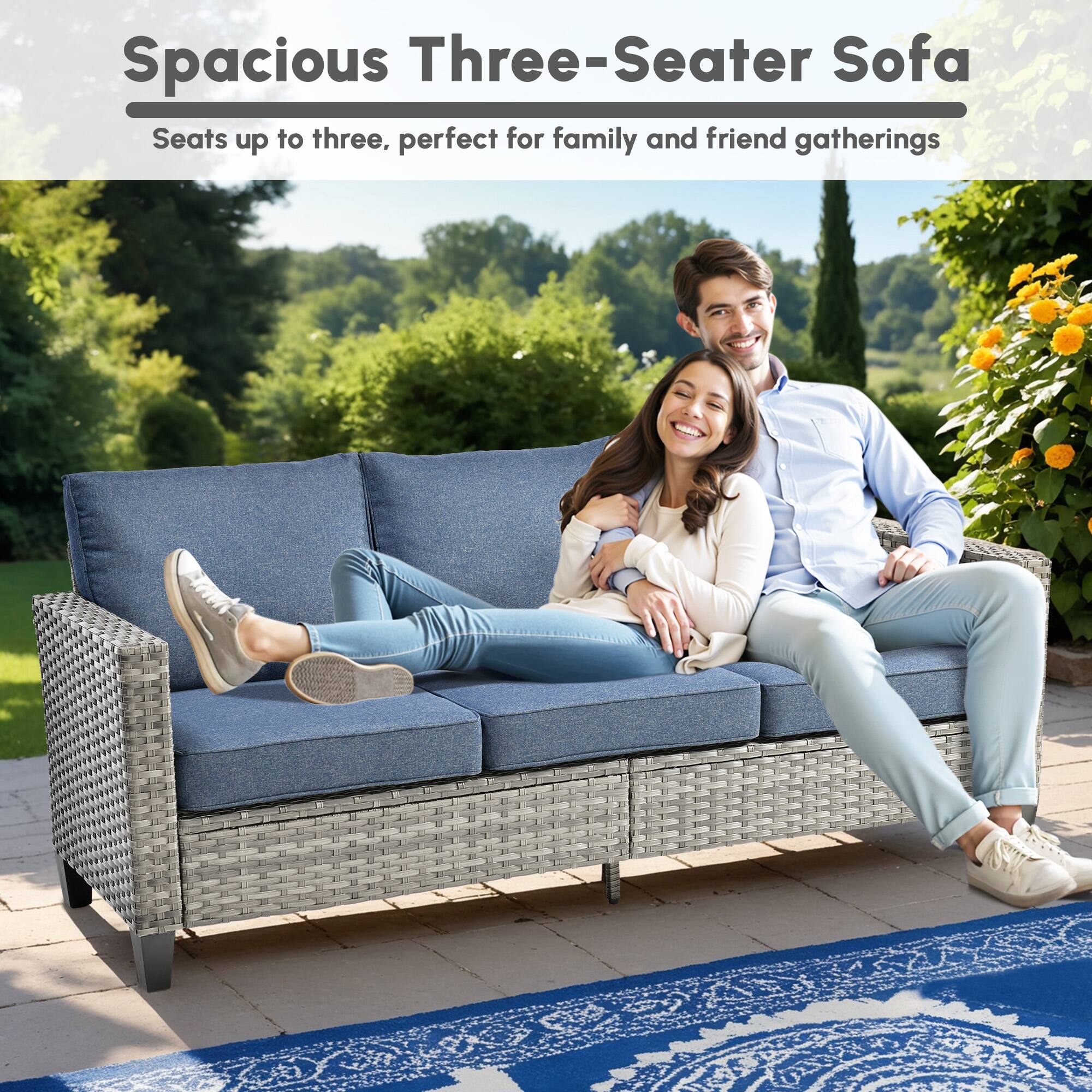 Spacious Three-Seater Sofa  
Seats up to three, perfect for family and friend gatherings