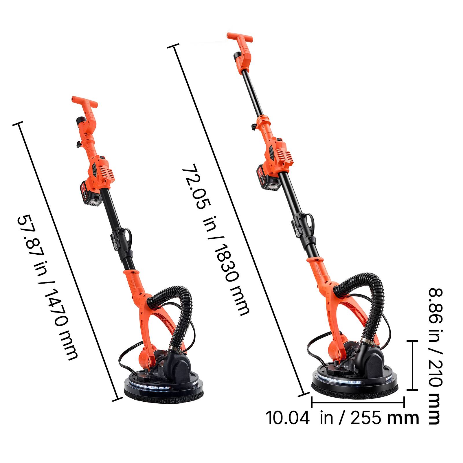57.87 in / 1470 mm  
72.05 in / 1830 mm  
8.86 in / 210 mm  
10.04 in / 255 mm