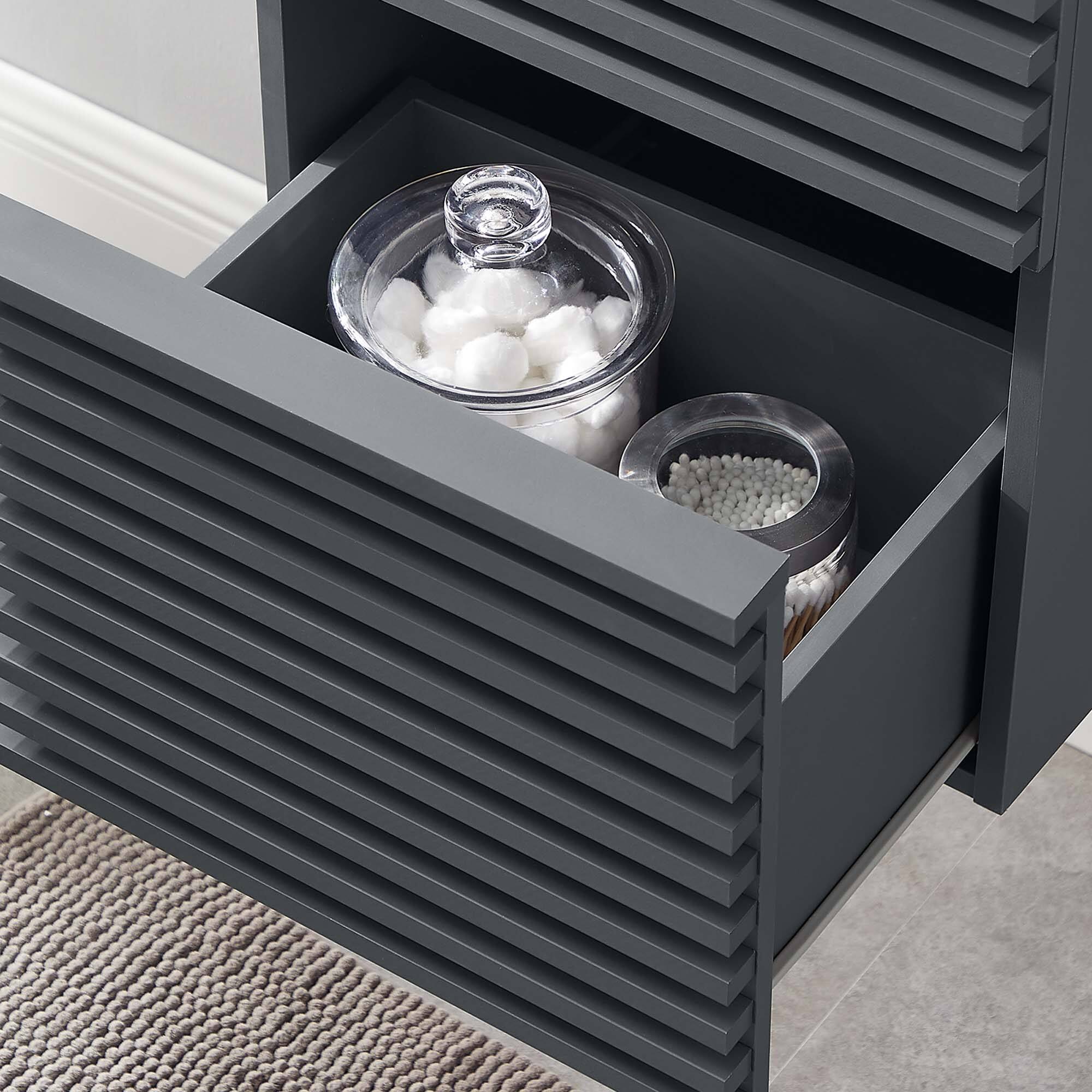 Back. Modway - Render Wall-Mount Bathroom Cabinet Basin Not Included - Gray.