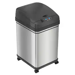 iTouchless - 8 Gallon Stainless Steel Sensor Kitchen Trash Can with Pet-Proof Lid, Wheels, and AbsorbX Odor Filter - Silver