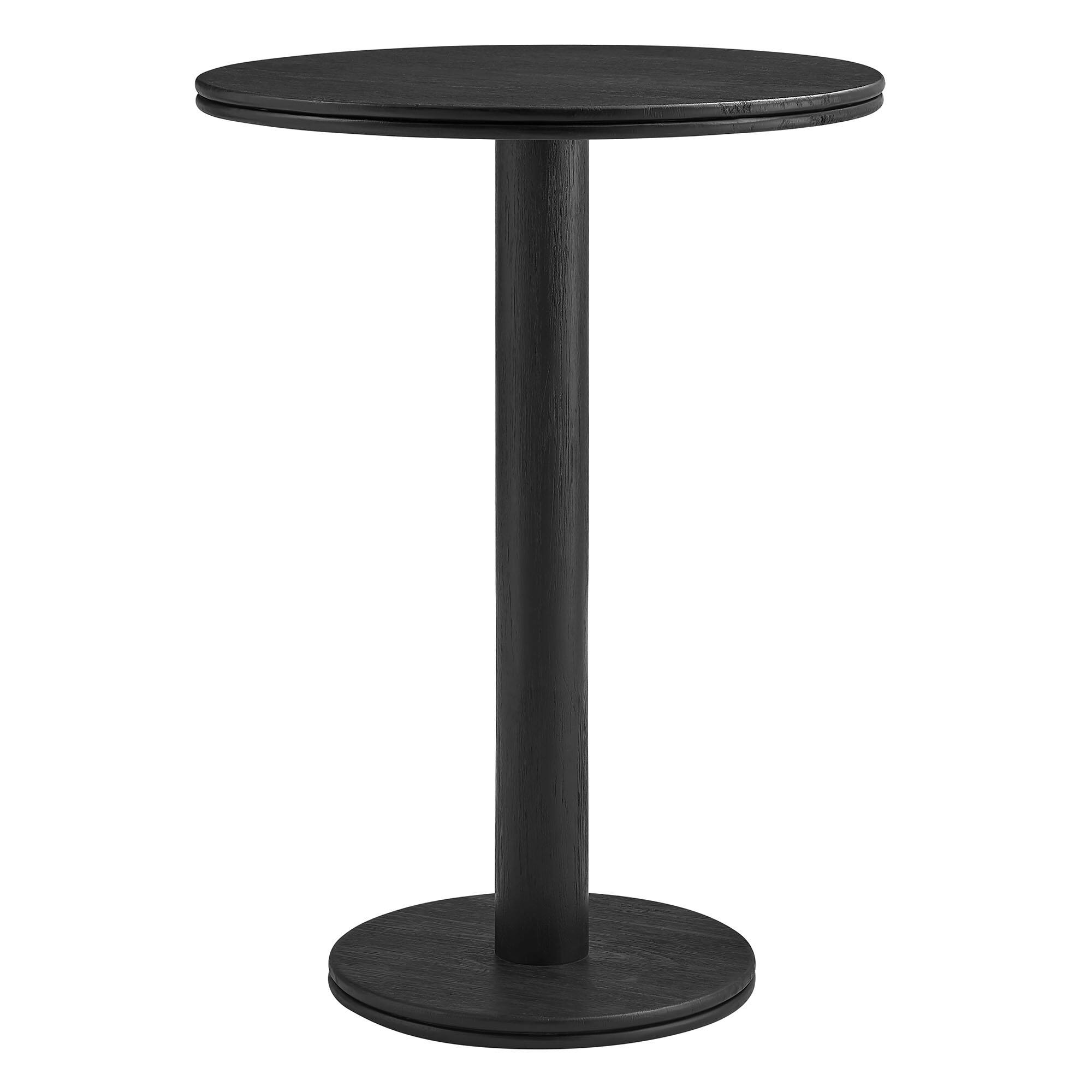 Alt View 8. Modway - Neo 3-Piece Round Indoor - Outdoor Patio Wood Bar Table And Stool Set by Modway - Black.