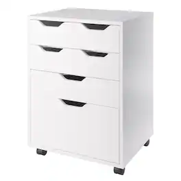 Winsome Wood - Norfolk 4 Bins, 2 Drawer Mobile Cabinet - White