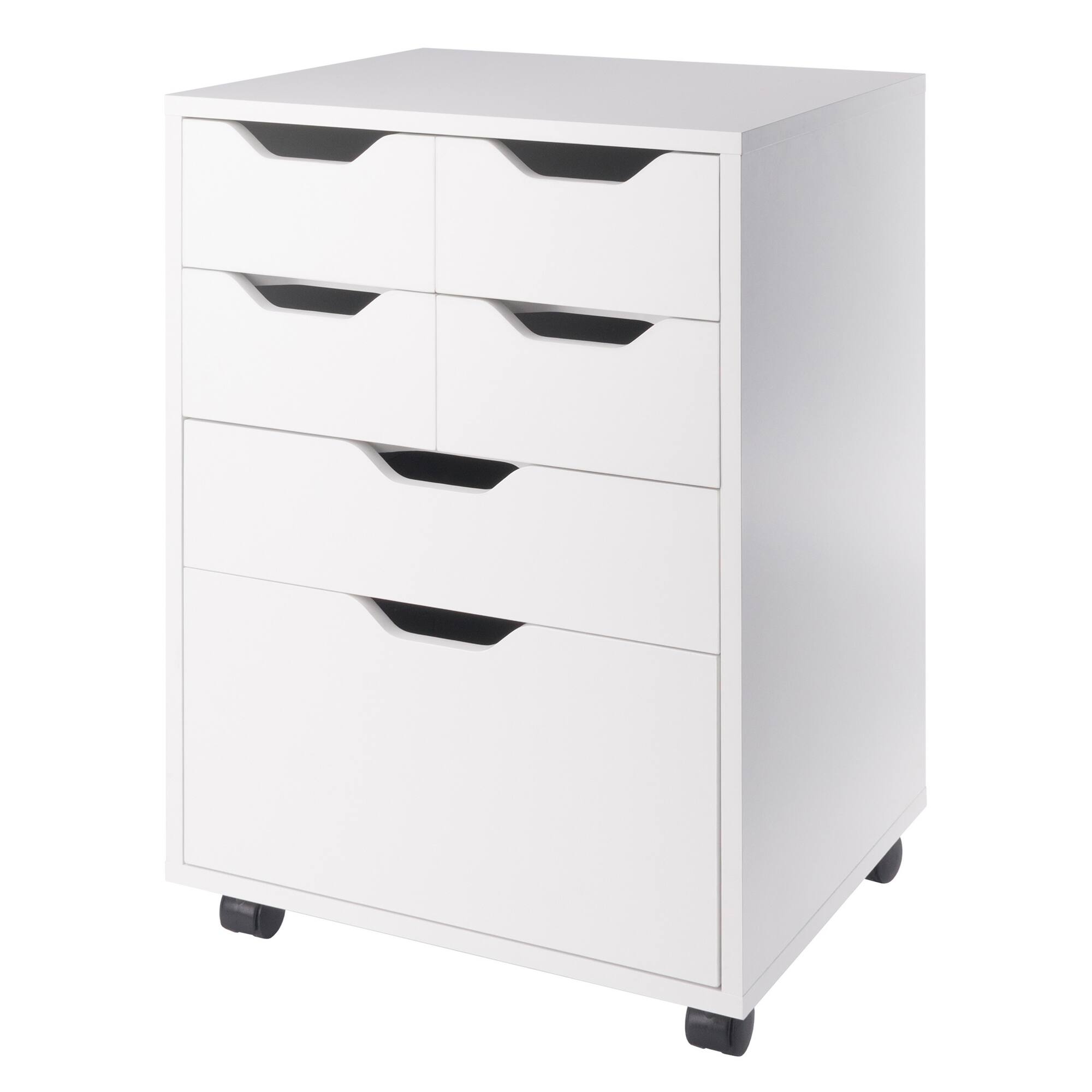 Front. Winsome Wood - Norfolk 4 Bins, 2 Drawer Mobile Cabinet - White.