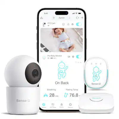 9:41
B Aaron
PTZ Cam
11/31/2022
Pro Baby Monitor
95%
06-25
On Back
Sense-U
Breathing 28/min
Feeling Temp 76.8°F
Sense-U Devices
Multi Views
Activity
Discover