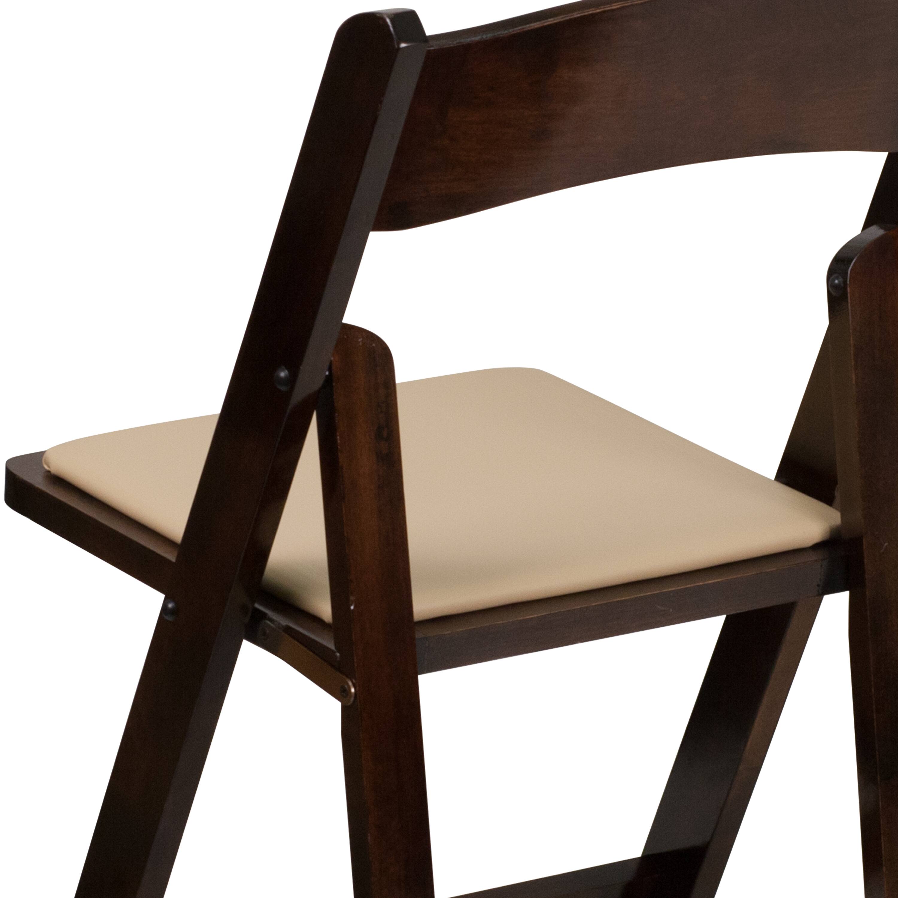Alt View 10. Emma + Oliver - 2 Pack Wedding Party Event Wood Folding Chair with Vinyl Padded Seat - Fruitwood.