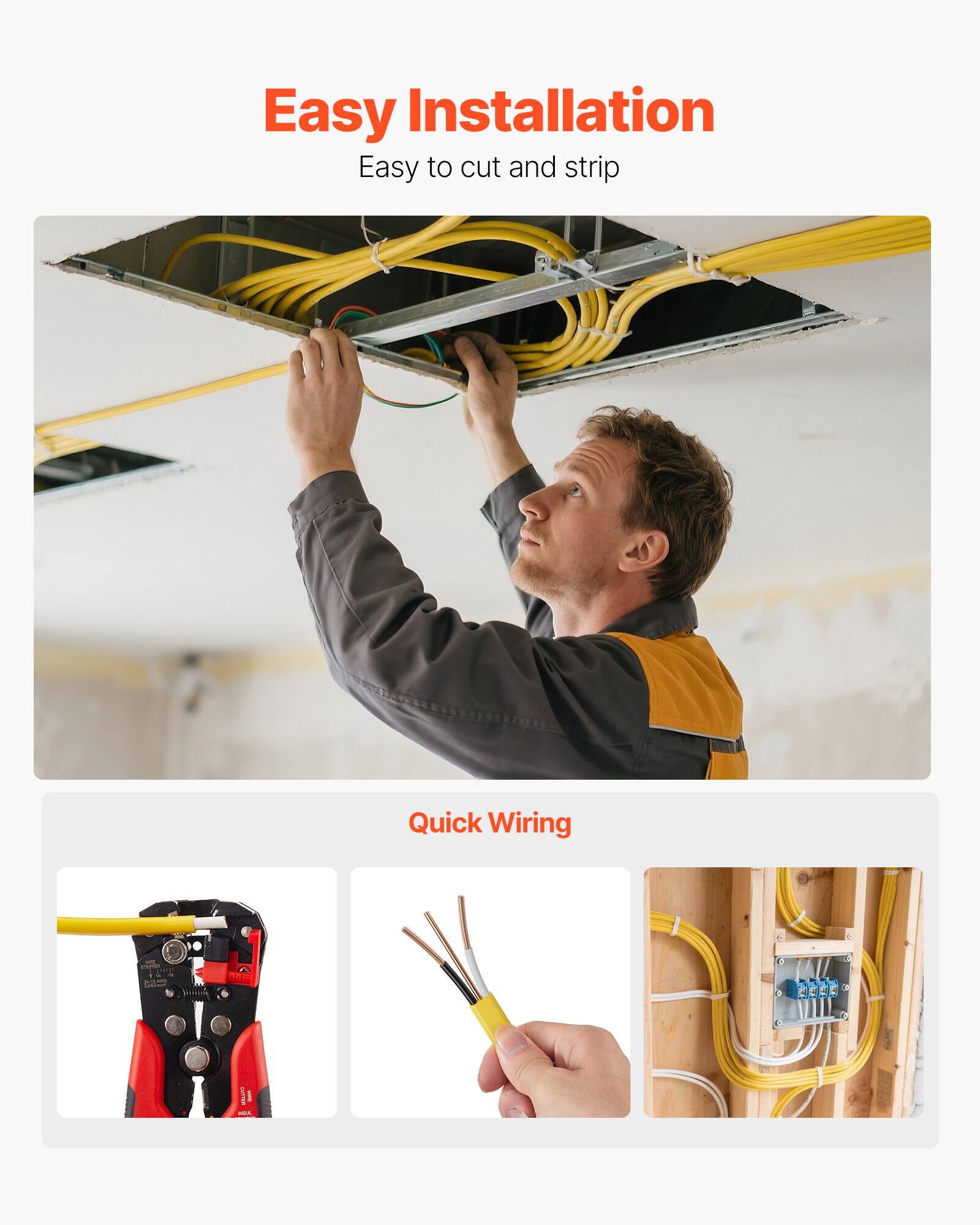 Easy Installation  
Easy to cut and strip  

Quick Wiring