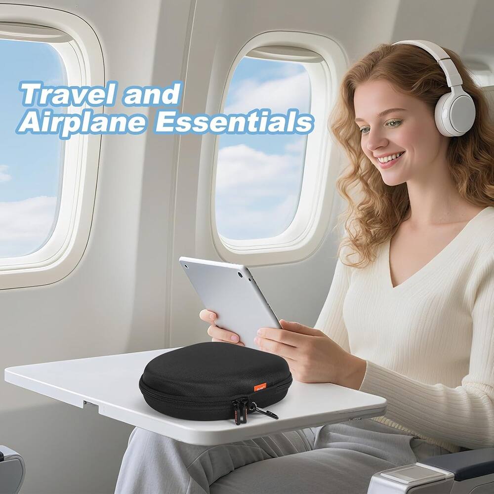 Back. ACJPR - Hard Shell Headphone Case, Portable Travel Carrying Pouch with Zipper, Universal Over-Ear Headphone Organizer.
